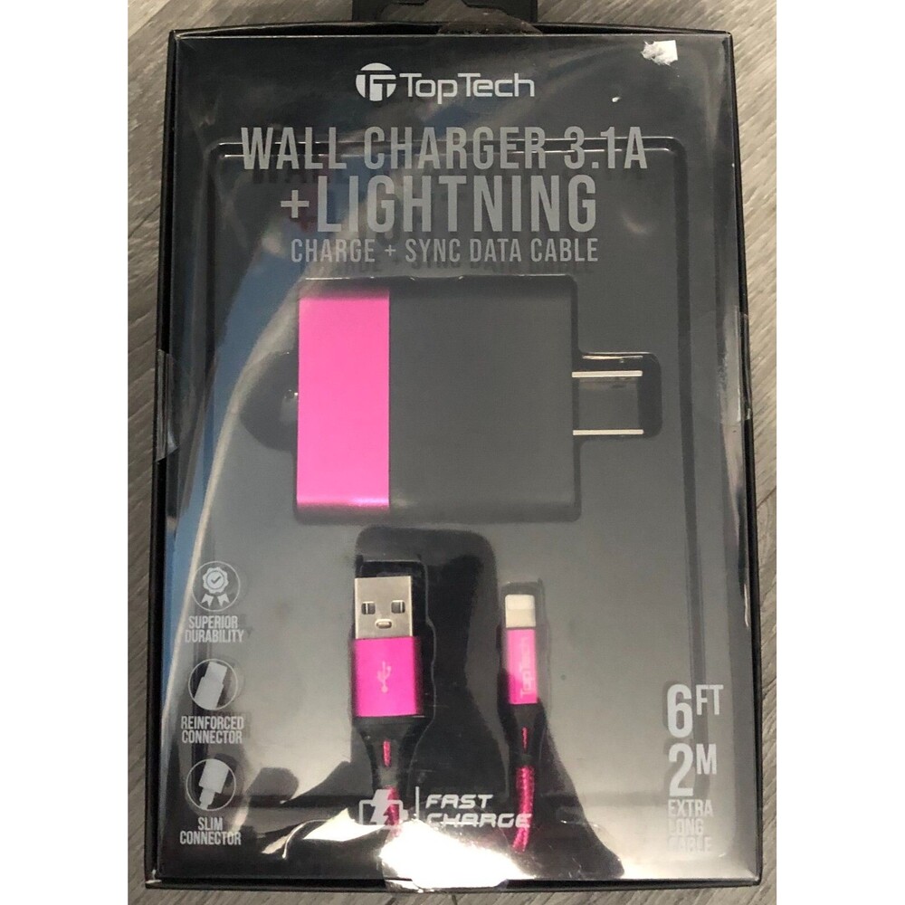 Top Tech Wall Charger and  Charge and Sync Data Cable NIP